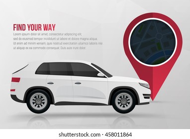 Car navigation concept, automotive gps vector illustration