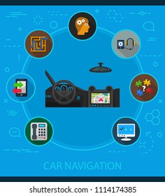 Concepto de iconos planos de navegación por Camión. Ilustración vectorial. Plantilla de elemento para el diseño.