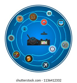 Car navigation flat icons concept. Vector illustration. Element template for design.