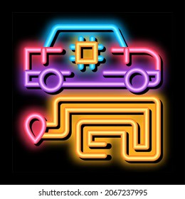 vector de señal de luz de neón de navegación del coche. Signo de navegación brillante del icono. ilustración de símbolo transparente
