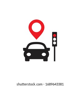 Car navigation with pin icon 