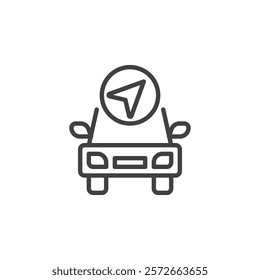 Car Navigation System line icon. linear style sign for mobile concept and web design. Car and navigation arrow outline vector icon. Symbol, logo illustration. Vector graphics