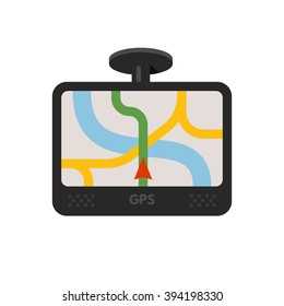 Car navigator device. Mobile gps navigation. Vector flat illustration isolated on white background.