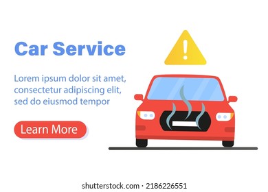 The car needs repair, service station. Vector illustration