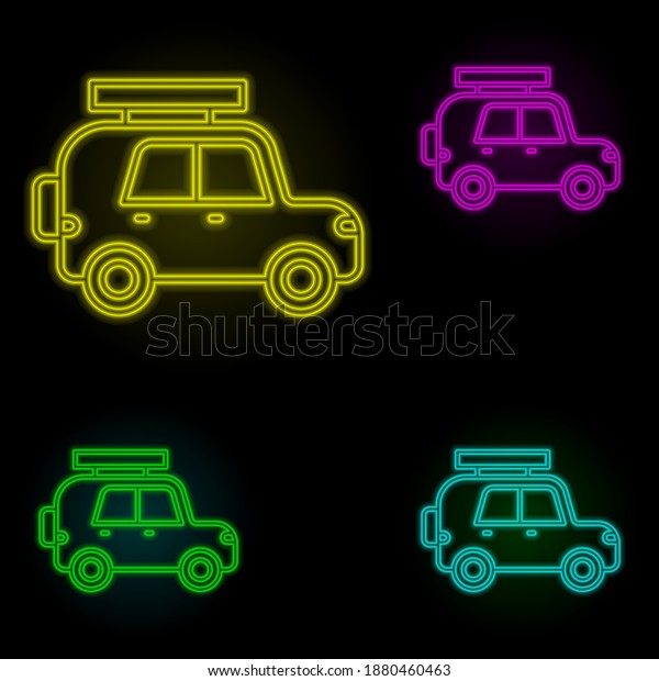 Car\
neon color set icon. Simple thin line, outline vector of car wash\
icons for ui and ux, website or mobile\
application