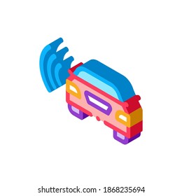 Vektorgrafik für die Verbindung mit dem Autonetz. isometrisches Verbindungszeichen des Autos. farbige einzelne Symbolillustration