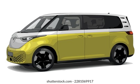 car new electric vision van public taxi art design vector template