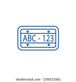 Car number line icon concept. Car number flat  vector symbol, sign, outline illustration.