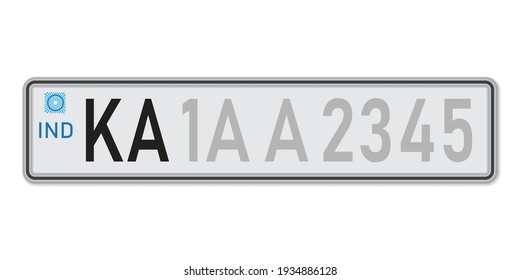 Car number plate Karnataka. Vehicle registration license of India. European Standard sizes