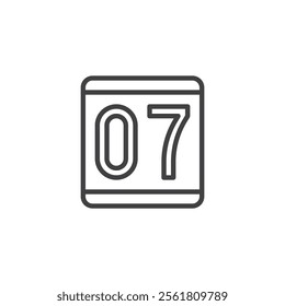 Car Number Plate line icon. linear style sign for mobile concept and web design. Number seven outline vector icon. Symbol, logo illustration. Vector graphics