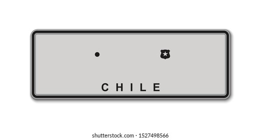 Car number plate. Vehicle registration license of Chile