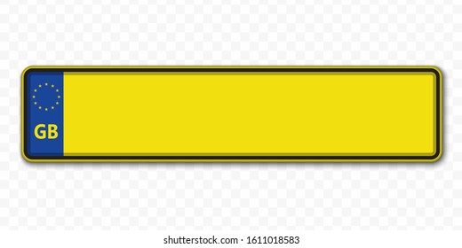 Car number plate. Vehicle registration license of United Kingdom