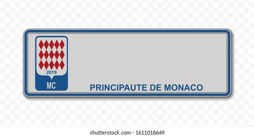 Car number plate. Vehicle registration license of Monaco