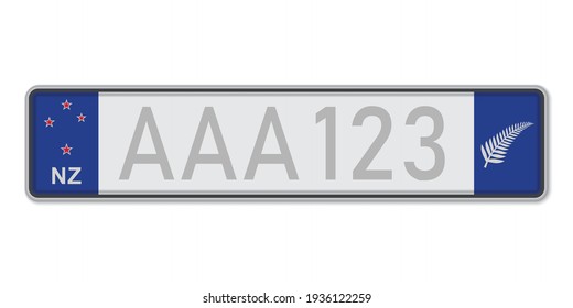 Car number plate . Vehicle registration license of New Zealand. European Standard sizes