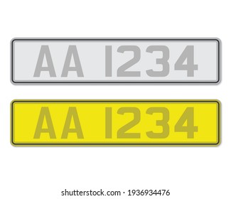 Car number plate. Vehicle registration license of Hong Kong. European Standard sizes