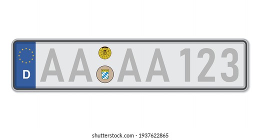Car number plate. Vehicle registration license of Germany. European Standard sizes