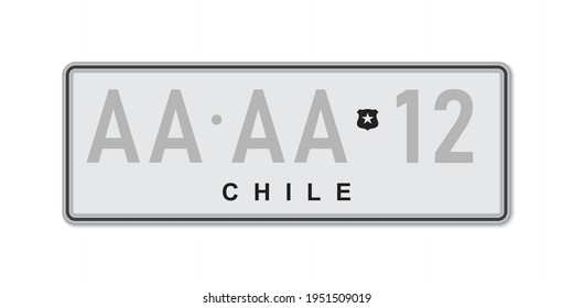 Car number plate . Vehicle registration license of Chile. American Standard sizes