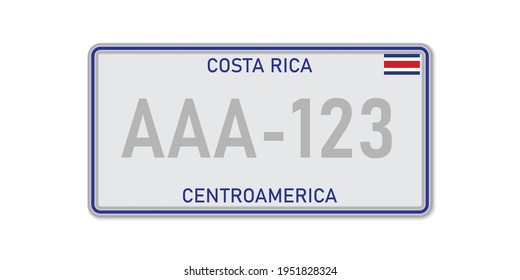 Car number plate . Vehicle registration license of Costa Rica. American Standard sizes