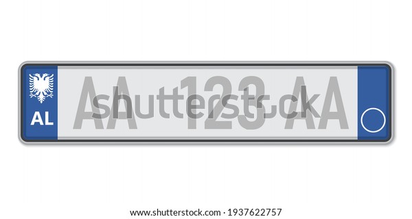 Car number plate. Vehicle registration\
license of Albania. European Standard\
sizes