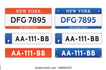 Car number plates license set vector illustration eps 10