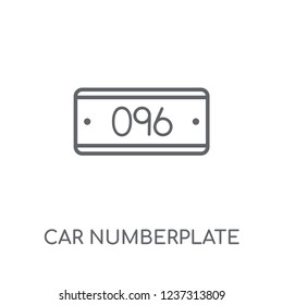 car numberplate linear icon. Modern outline car numberplate logo concept on white background from car parts collection. Suitable for use on web apps, mobile apps and print media.