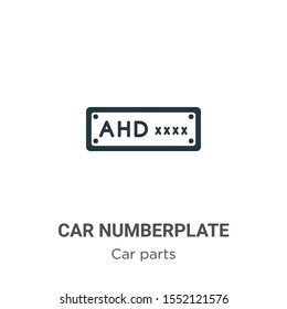 Car numberplate vector icon on white background. Flat vector car numberplate icon symbol sign from modern car parts collection for mobile concept and web apps design.