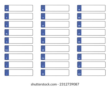 Car numbers plates of all EU countries. Registrations number plates. 