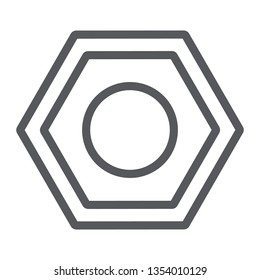 Car nut line icon, auto and repair, bolt sign, vector graphics, a linear pattern on a white background, eps 10.