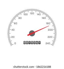 Car odometer speedometer icon isolated on white background. Automobile gauge tachometer speed panel. Black vector illustration. svg