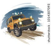 car off-road car rushes along the road. eps 10