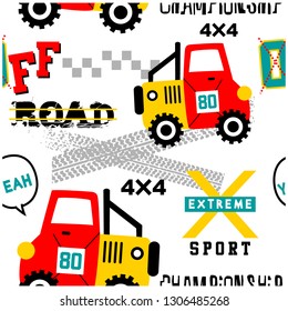 car offroad seamless funny cartoon,vector illustration