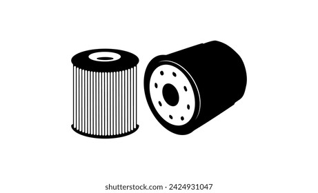 car oil filter, black isolated silhouette