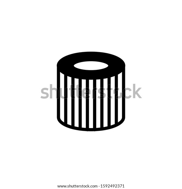 car oil filter icon in black flat design on\
white background