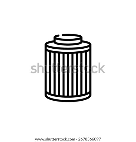 Car oil filter icon. Simple outline style. Air, fuel, engine, change, auto, clean, machine, technology, spring, vehicle, transportation concept. Thin line symbol. Isolated design.