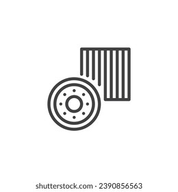 Autoölfilter-Symbol lineares Stilzeichen für mobiles Konzept und Webdesign. Umriss-Vektorsymbol des Ölfilters. Symbol, Logo-Abbildung. Vektorgrafik