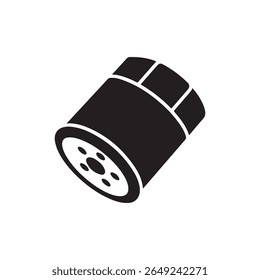 Car oil filter silhouette vector icon isolated on white background