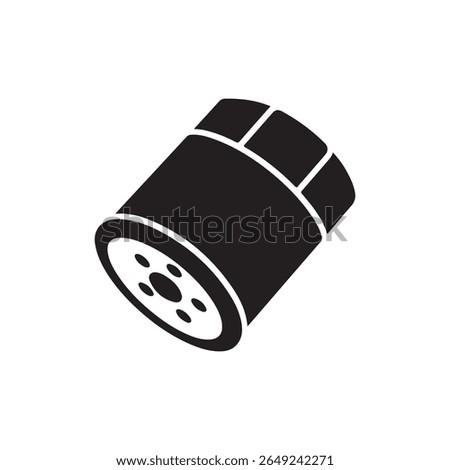 Car oil filter silhouette vector icon isolated on white background
