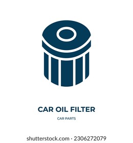 car oil filter vector icon. car oil filter, motor, repair filled icons from flat car parts concept. Isolated black glyph icon, vector illustration symbol element for web design and mobile apps