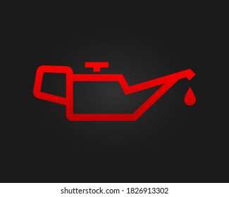 Icono del indicador de aceite de auto en fondo negro. Ilustración vectorial.