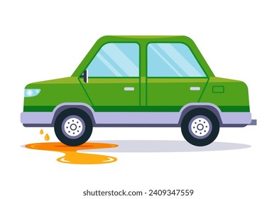 fuga de aceite de coche. ilustración vectorial plana