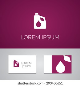 car oil logo template icon design elements with business card