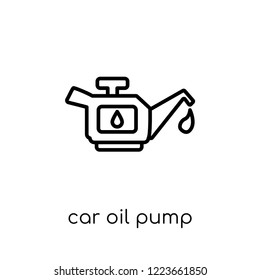 car oil pump icon. Trendy modern flat linear vector car oil pump icon on white background from thin line Car parts collection, outline vector illustration