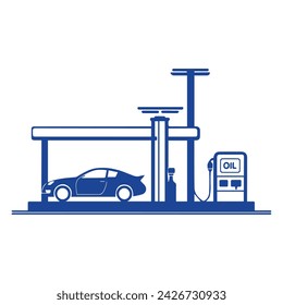 Car and oil station icon with flat style symbol