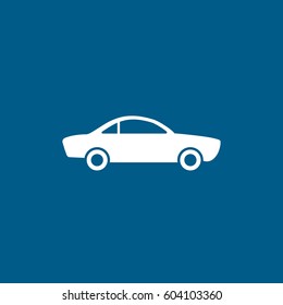 Car Old Coupe Flat Icon On Blue Background
