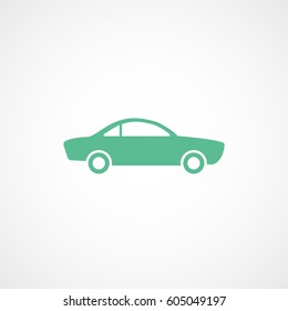 Car Old Sport Coupe Green Flat Icon On White Background