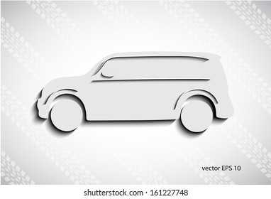 car on a background of prints of wheels