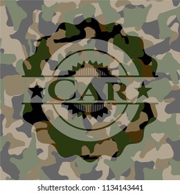 Car on camouflaged pattern