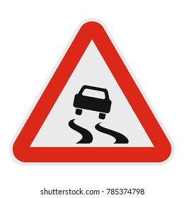 Car on dangerous roadside icon. Flat illustration of car on dangerous road vector icon for web.