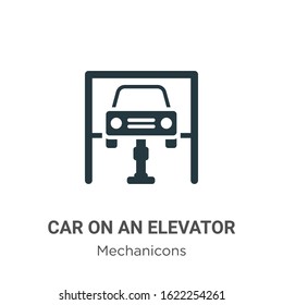 Car on an elevator glyph icon vector on white background. Flat vector car on an elevator icon symbol sign from modern mechanicons collection for mobile concept and web apps design.