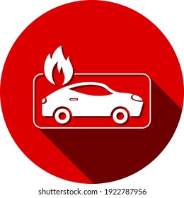 Icono del coche en llamas. colisión automática, icono del coche de protección contra incendios.